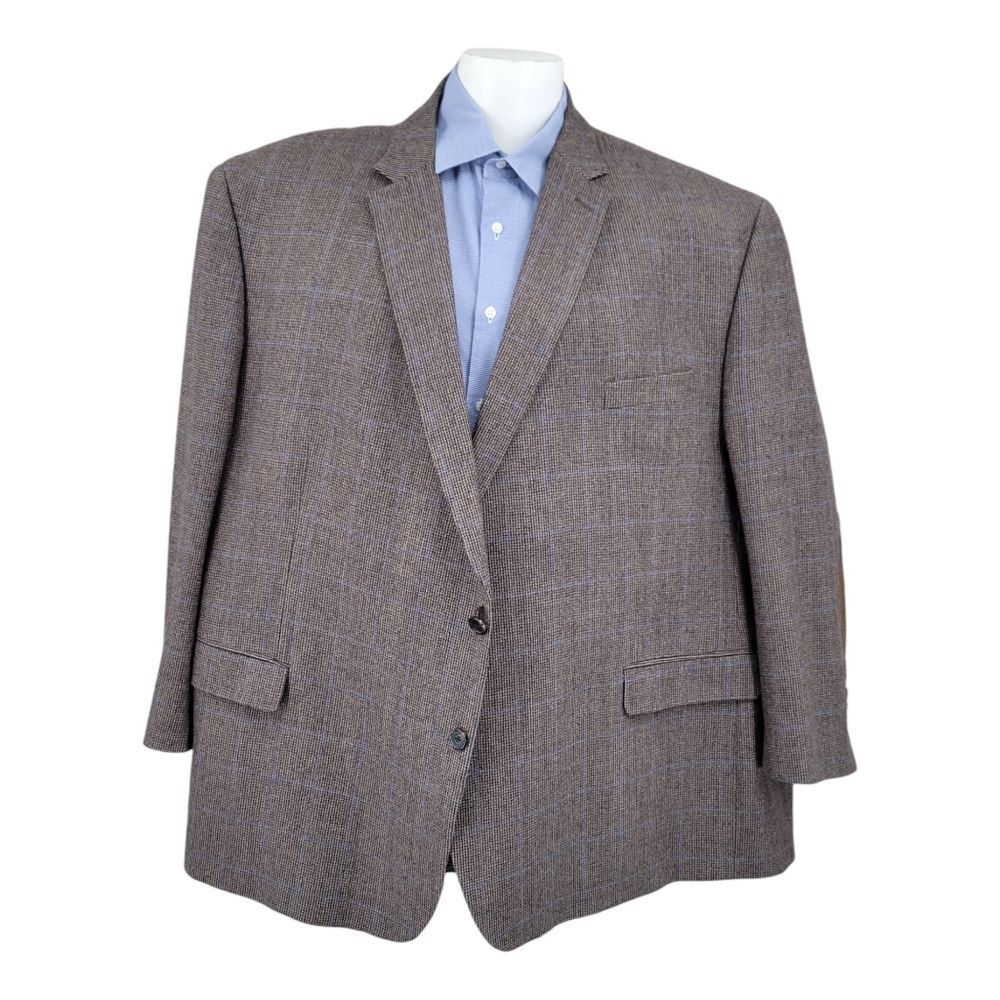 Lauren Ralph Lauren Wool Sport Coat Elbow Patches Windowpane Plaid